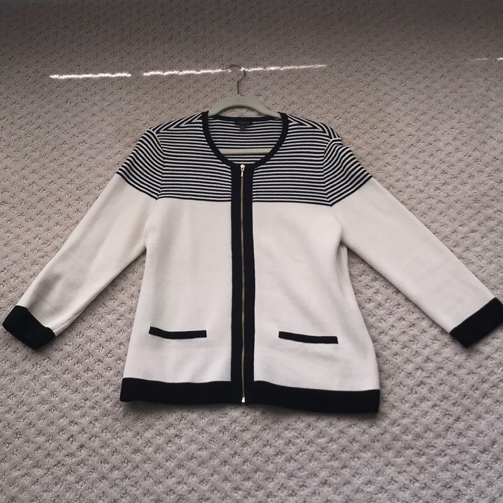 Talbots cardigan - cream and black, size L